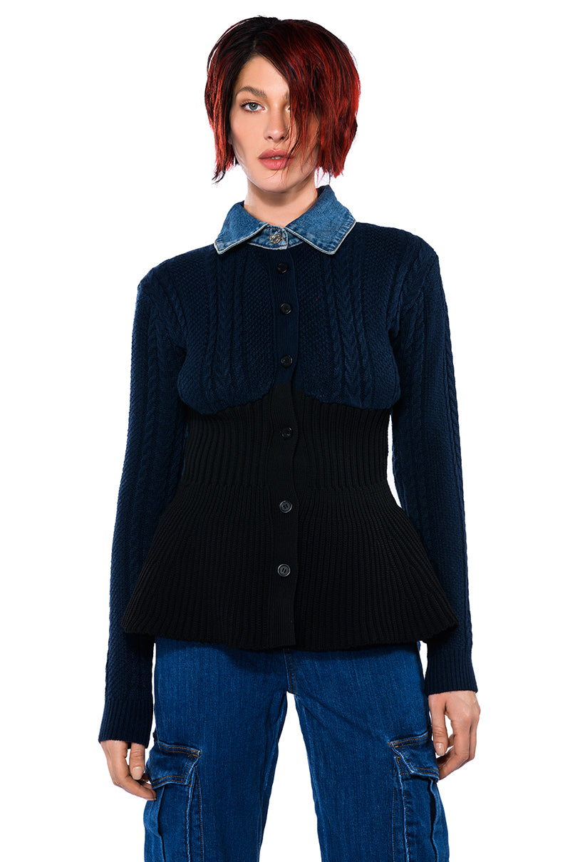 FINEST MOMENT PEPLUM DETAIL SWEATER