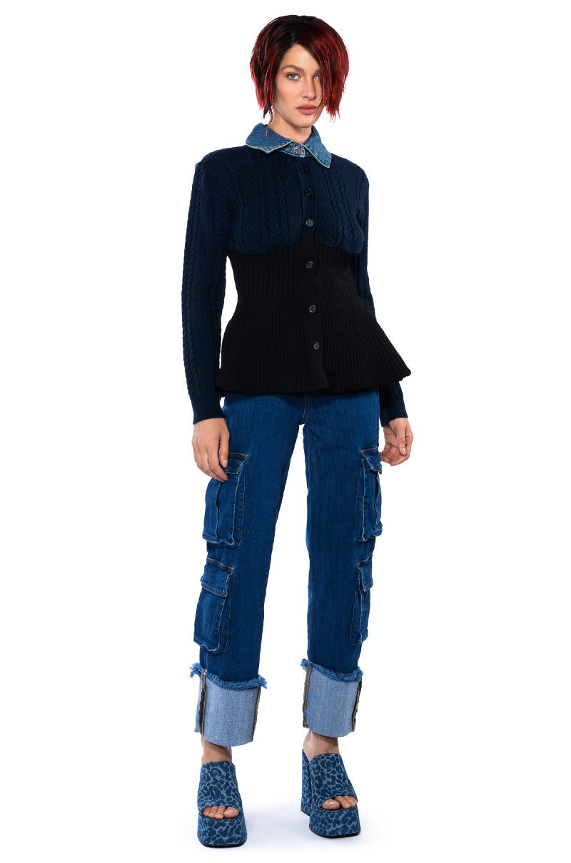 FINEST MOMENT PEPLUM DETAIL SWEATER