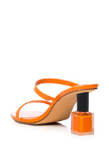 POLISH ORANGE NOVELTY HEEL SANDAL