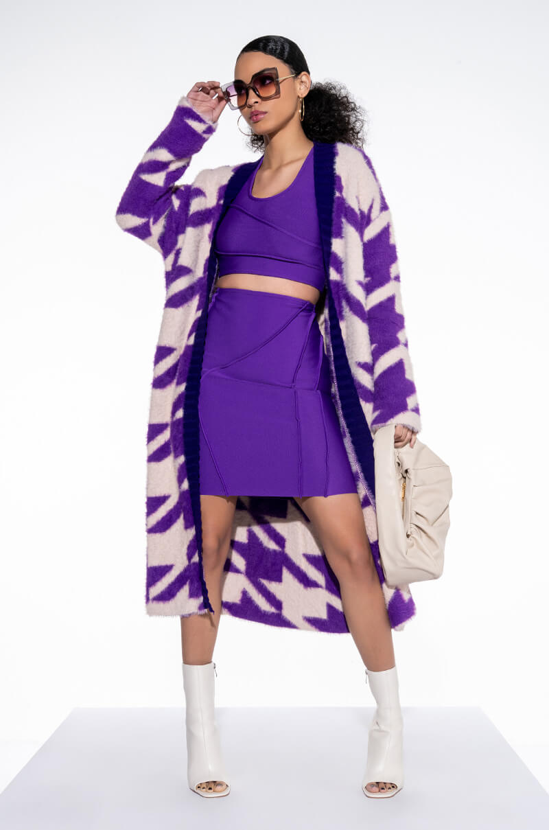 FIRST PLACE OVERSIZED HOUNDSTOOTH CARDIGAN