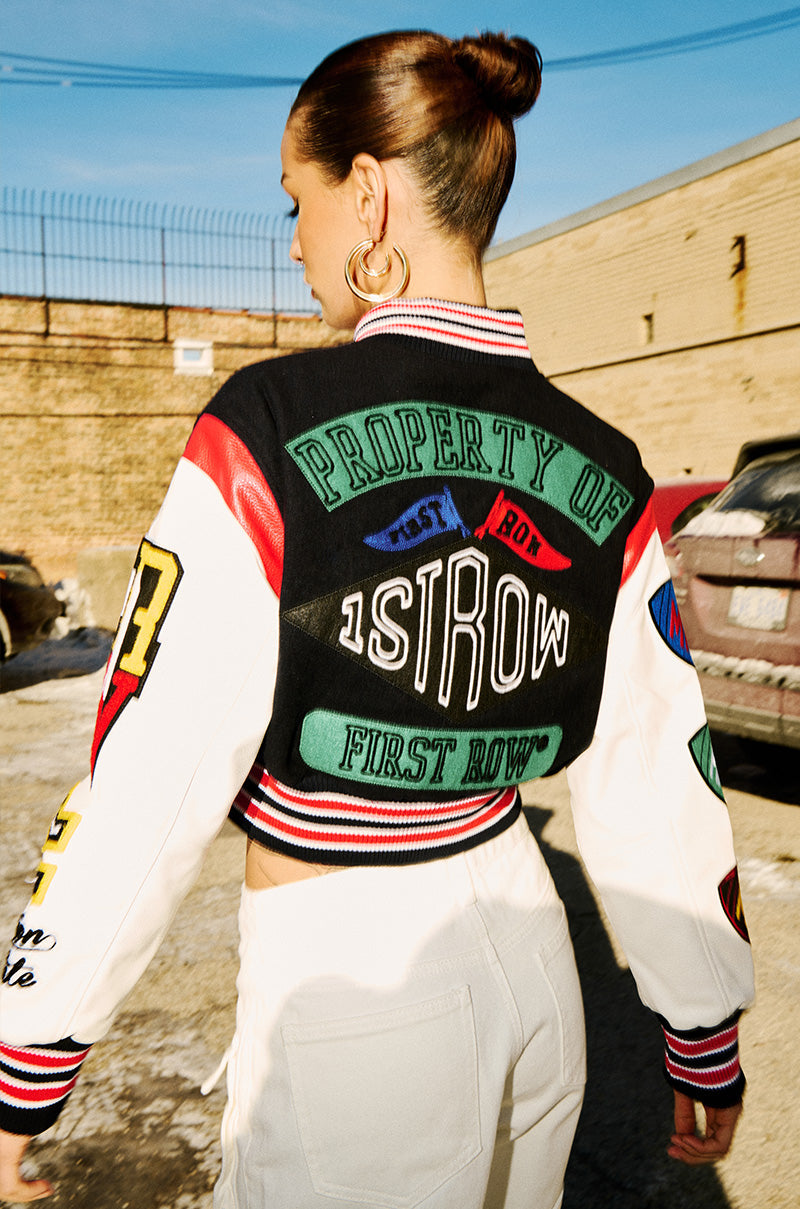 FIRST ROW COLLEGE DROPOUT PATCH BOMBER