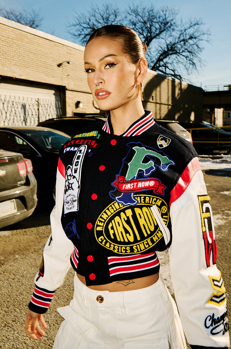FIRST ROW COLLEGE DROPOUT PATCH BOMBER