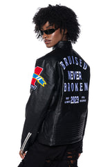 FIRST ROW FITTED LEATHER MOTO JACKET