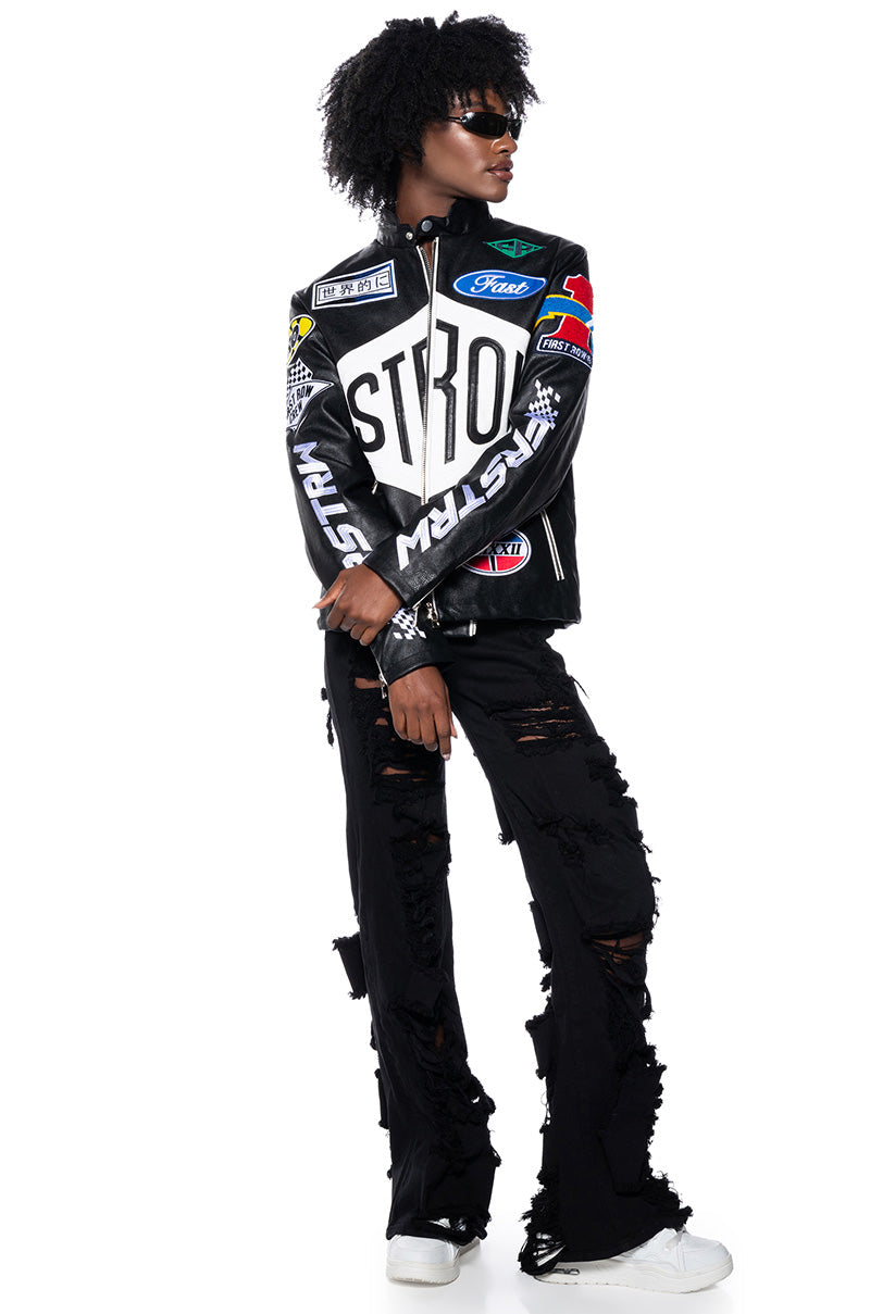 FIRST ROW FITTED LEATHER MOTO JACKET