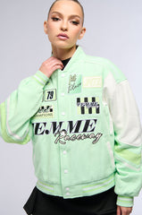 FIRST THINGS FIRST EMBROIDERED BOMBER