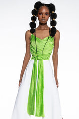 FIVE O'CLOCK SOMEWHERE SLEEVELESS RHINESTONE SATIN BLOUSE