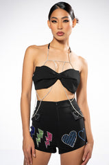 FLASHING LIGHTS CHAIN DETAIL BRALETTE