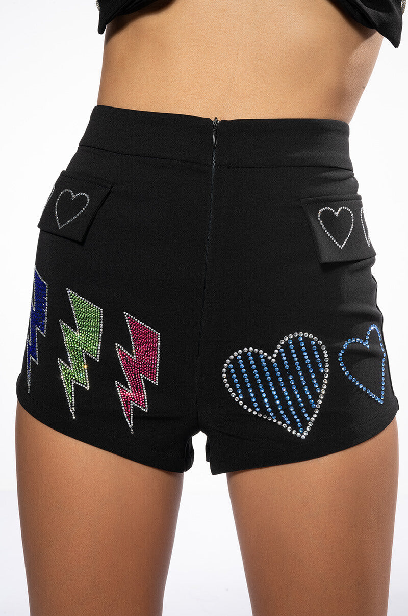 FLASHING LIGHTS EMBELLISHED BOOTY SHORT