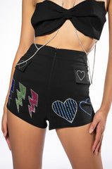 FLASHING LIGHTS EMBELLISHED BOOTY SHORT