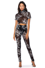 FLORAL DELIGHT RHINESTONE MESH LEGGING