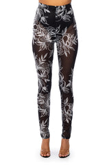 FLORAL DELIGHT RHINESTONE MESH LEGGING