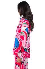 FLORENCE SATIN PRINTED BUTTON DOWN