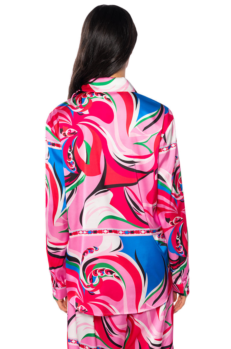 FLORENCE SATIN PRINTED BUTTON DOWN