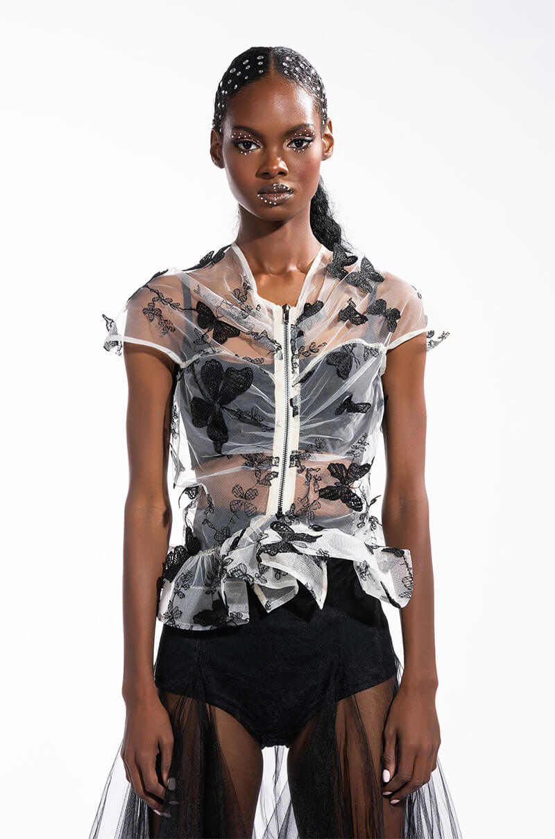 FLUTTERBY SHORT SLEEVE PEPLUM BLOUSE