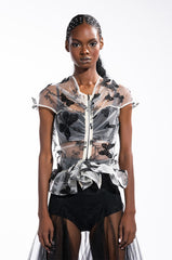 FLUTTERBY SHORT SLEEVE PEPLUM BLOUSE