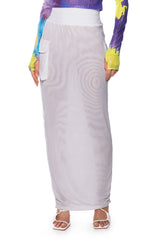 FOLLOW ME ADJUSTABLE DOUBLE MESH CARGO SKIRT IN WHITE