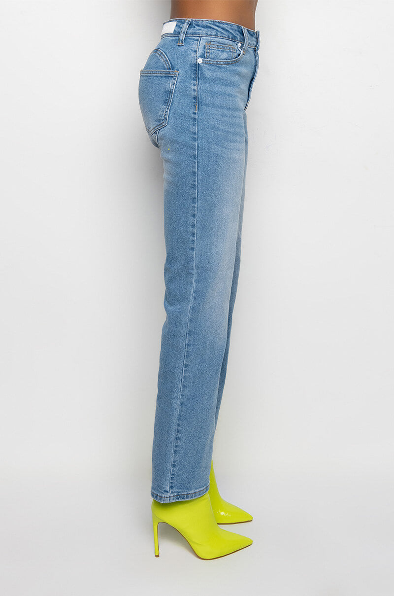 FOR THE LOVE OF BOOTY HIGH RISE STRAIGHT LEG JEANS