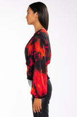 FOR THE THRILL OF IT LONG SLEEVE VNECK SURPLICE BLOUSE