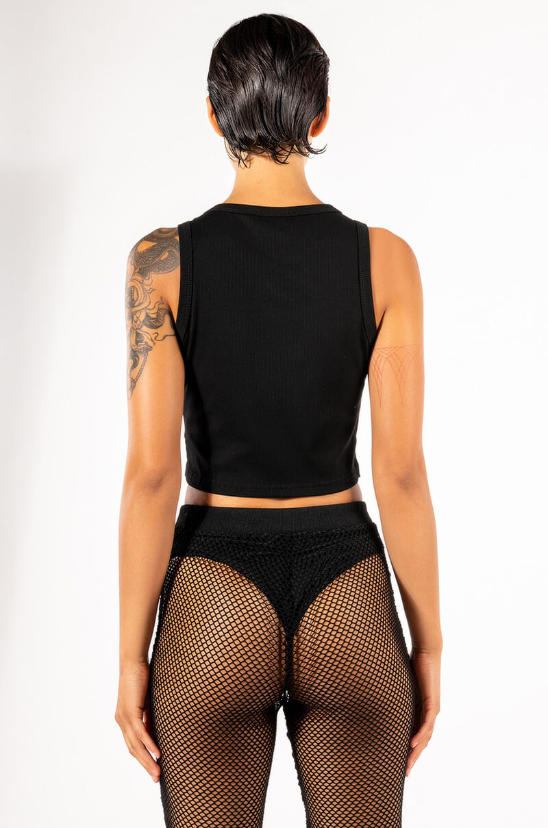 FREE THE PIERCINGS CROPPED CREW NECK TANK