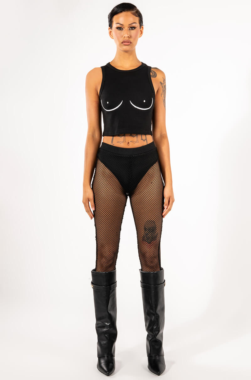 FREE THE PIERCINGS CROPPED CREW NECK TANK