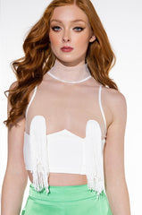 FREE THE TASSEL CROPPED MOCK NECK TANK