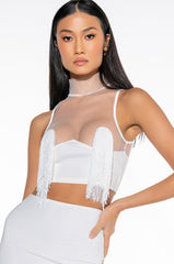 FREE THE TASSEL CROPPED MOCK NECK TANK