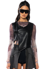BIA CROPPED ASYMMETRICAL FAUX LEATHER VEST
