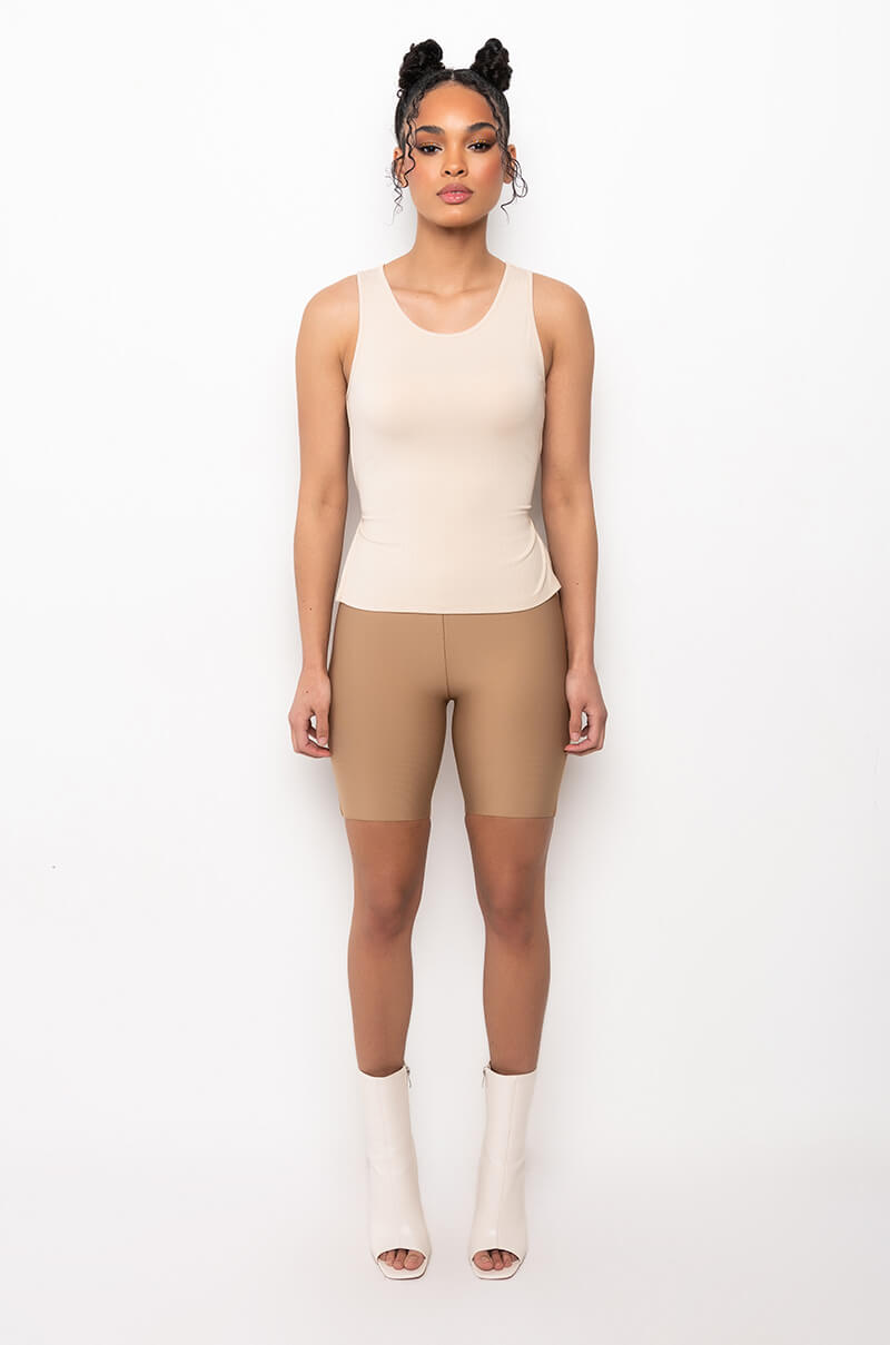 FRESH PERSPECTIVE TIE BACK RIBBED TANK