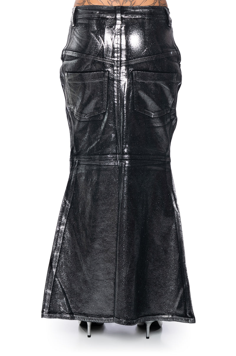 FREYA COATED DENIM MAXI SKIRT