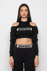 FU VERY MUCH COLD SHOULDER SWEATSHIRT