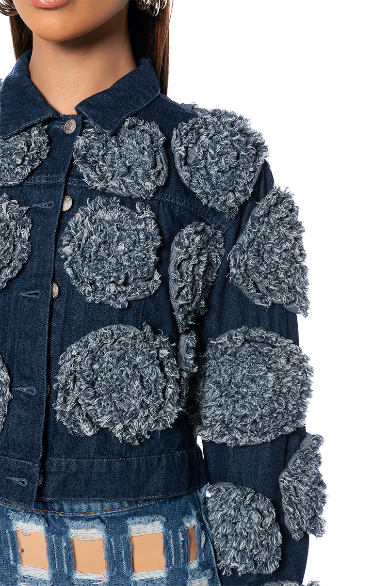 FULL TIME LOVER DENIM JACKET WITH APPLIQUE