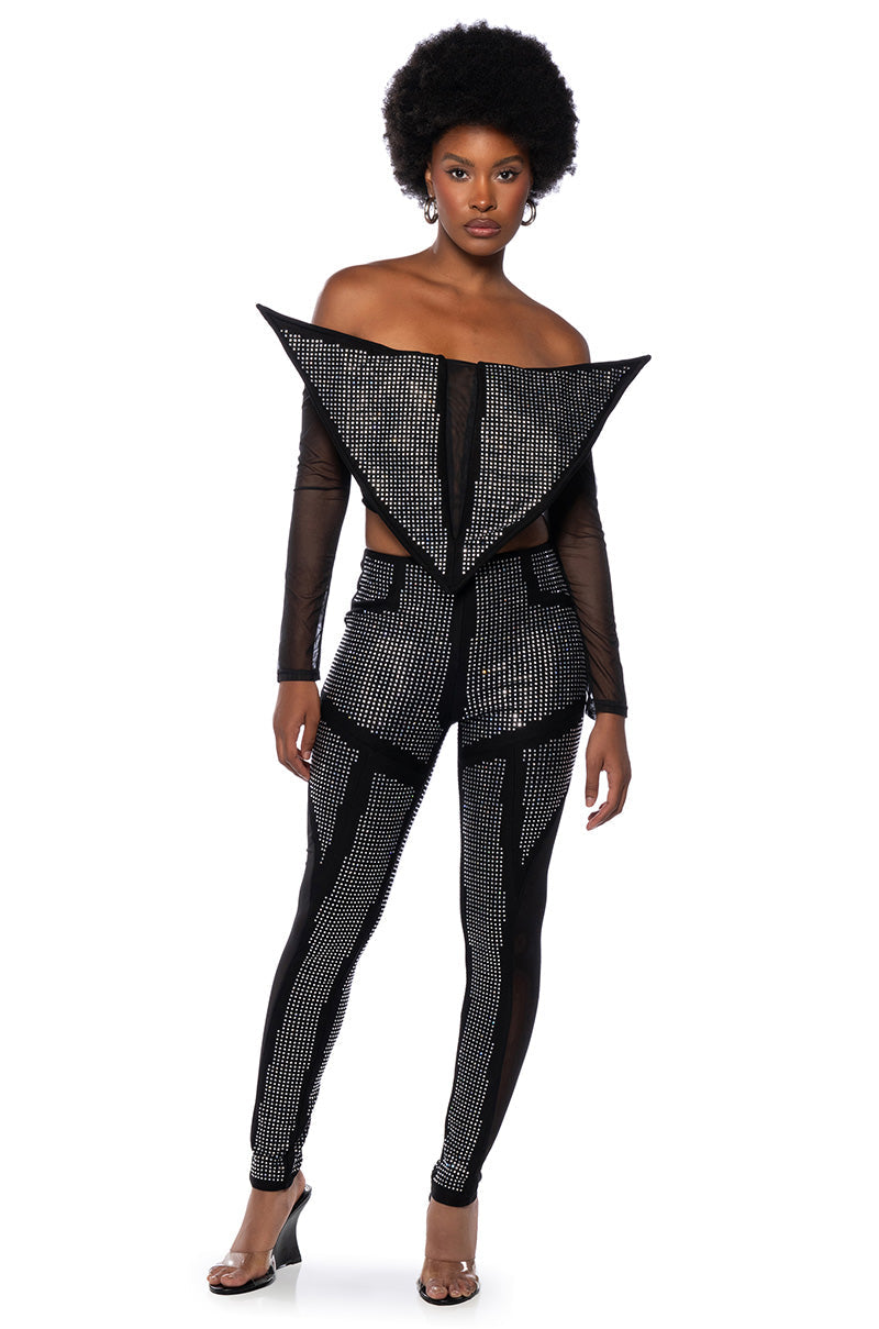 GALACTIC WORLD EMBELLISHED MESH LEGGING