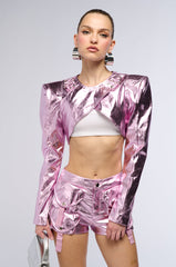 GALACTICA FESTIVAL METALLIC FAUX LEATHER BOLERO