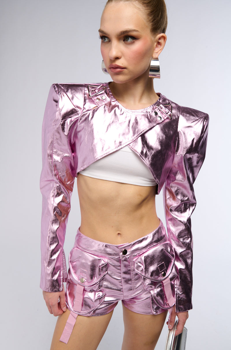 GALACTICA FESTIVAL METALLIC FAUX LEATHER BOLERO