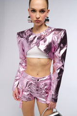 GALACTICA FESTIVAL METALLIC FAUX LEATHER BOLERO