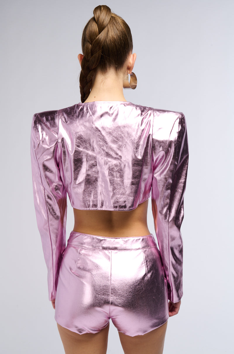 GALACTICA FESTIVAL METALLIC FAUX LEATHER BOLERO