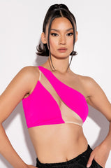 IRIS ONE SHOULDER ILLUSION CROP TANK
