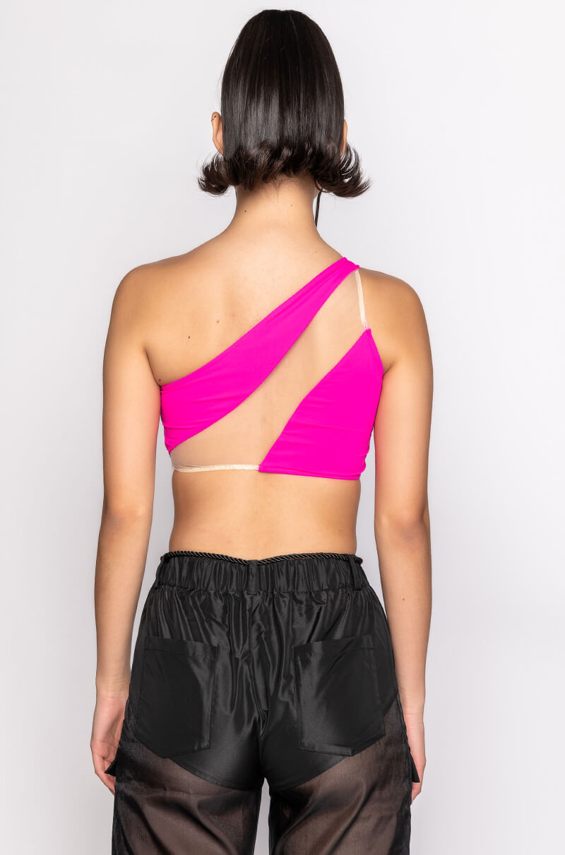 IRIS ONE SHOULDER ILLUSION CROP TANK