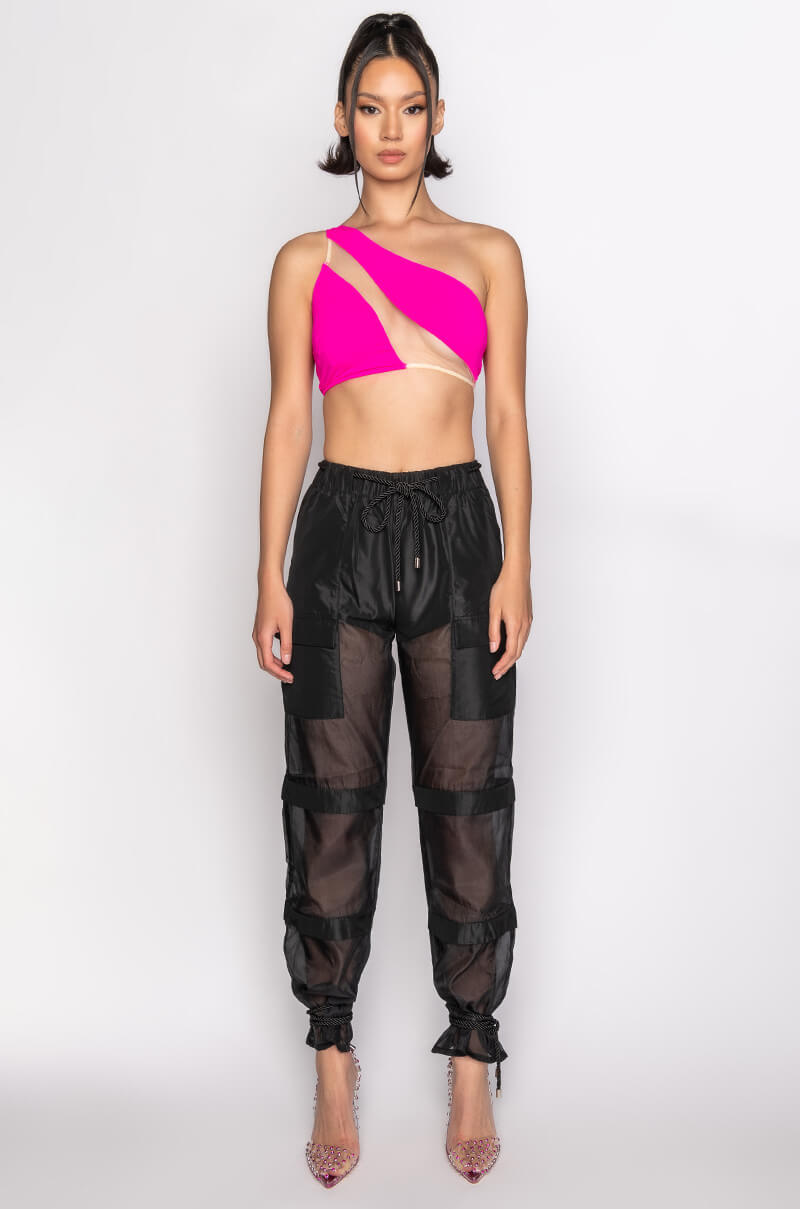 IRIS ONE SHOULDER ILLUSION CROP TANK