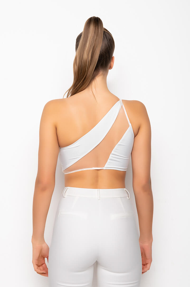IRIS ONE SHOULDER ILLUSION CROP TANK