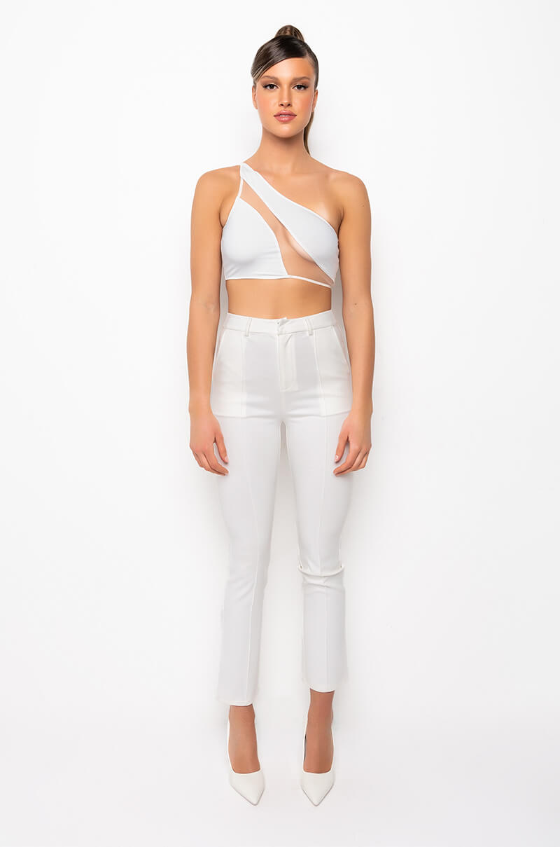 IRIS ONE SHOULDER ILLUSION CROP TANK