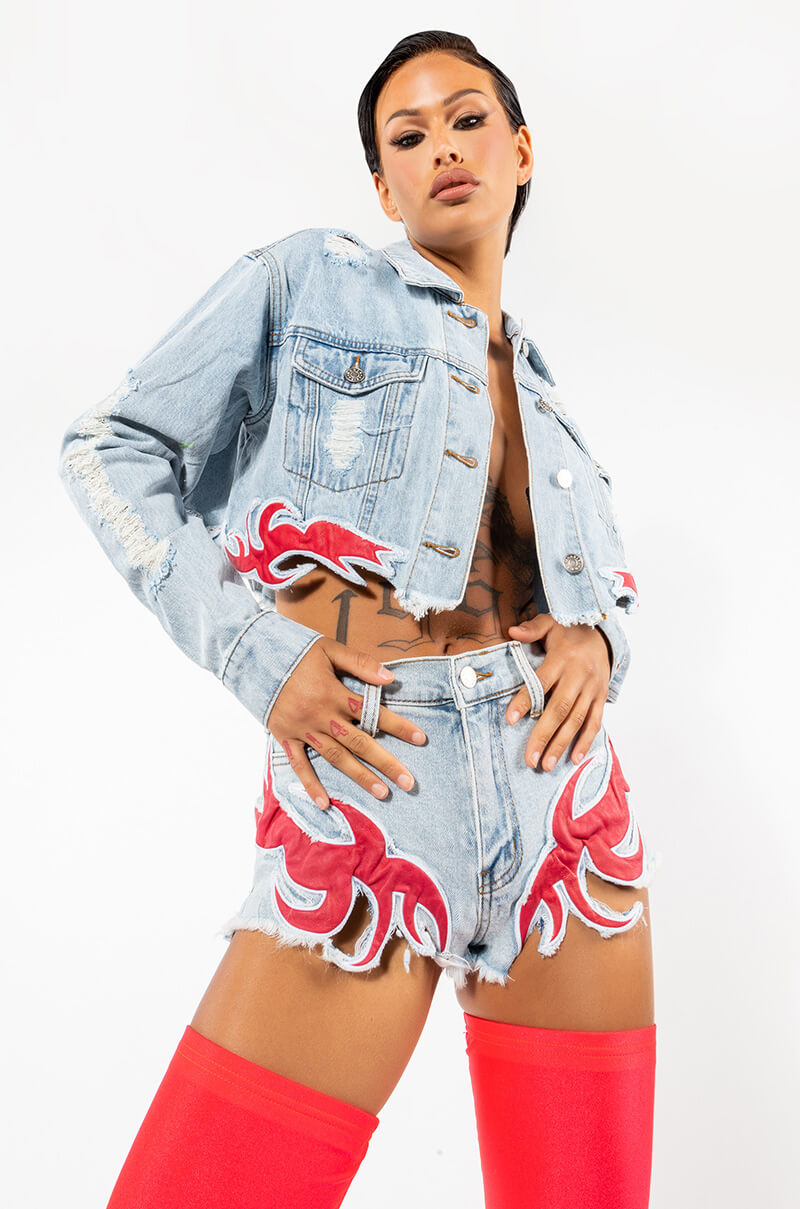 GAME ON HIGH EMBROIDERED DENIM JACKET