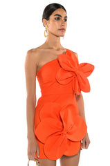 GEMMA FLORAL DETAIL ONE SHOULDER MINI DRESS
