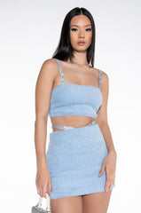 GET A CLUE RHINESTONE CROP TOP