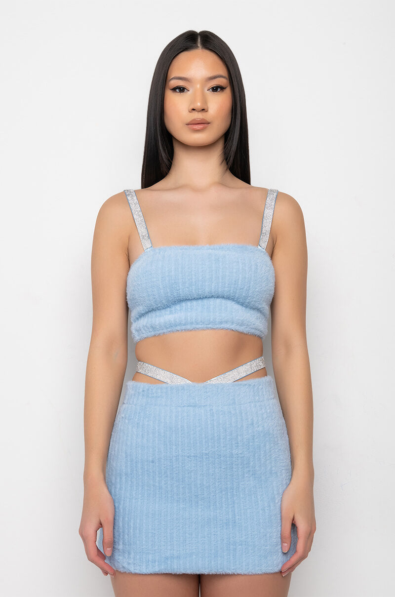 GET A CLUE RHINESTONE CROP TOP