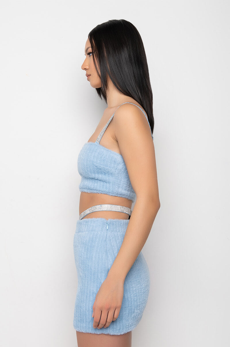 GET A CLUE RHINESTONE CROP TOP