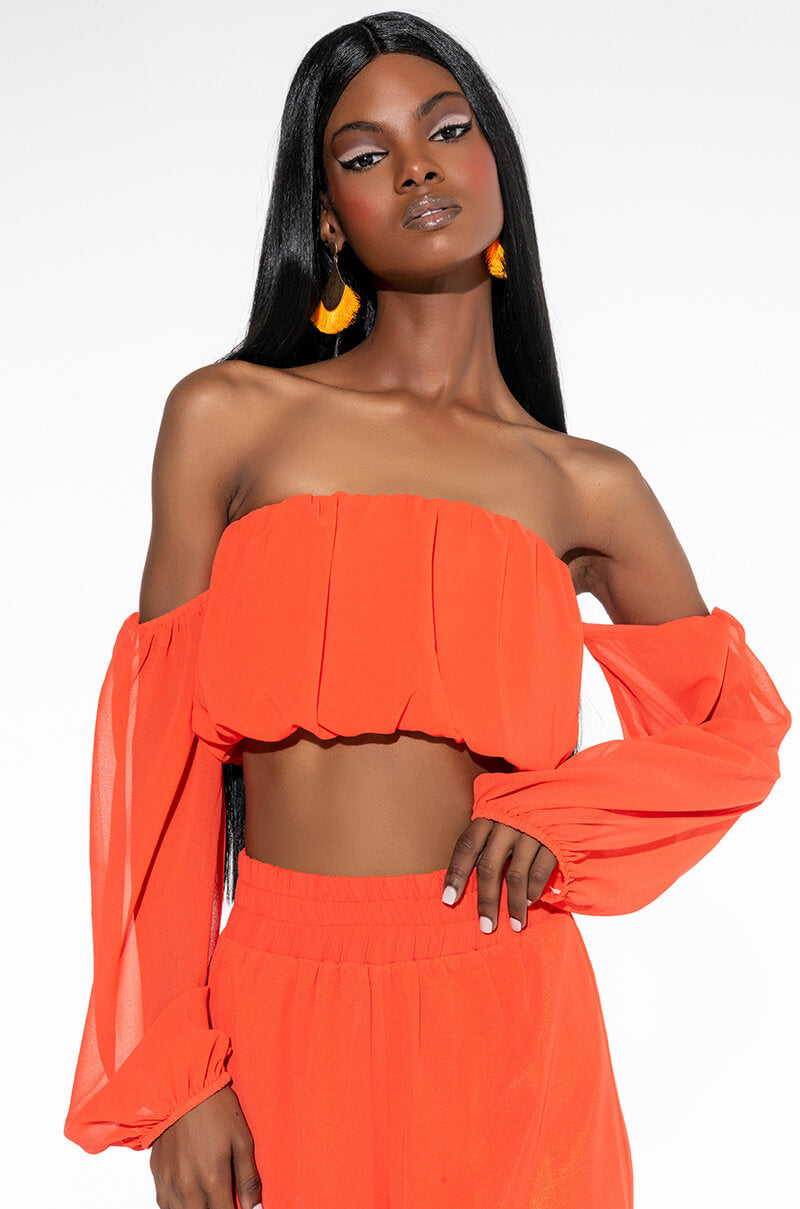 GET AFTER IT OFF THE SHOULDER CROP TOP