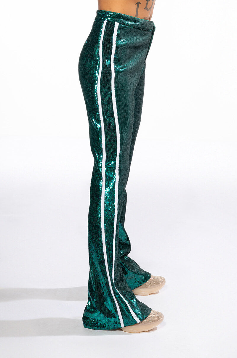 GET DOWN ON IT SEQUIN FLARE TROUSER
