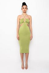 GET RIGHT MIDI HALTER TOP DRESS