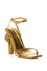 GETAWAY GOLD PALM TREE HEEL SANDAL